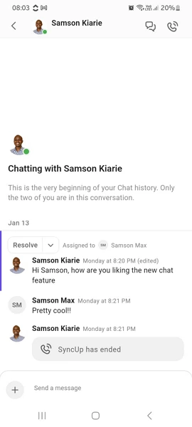 ClickUp Chat mobile interface