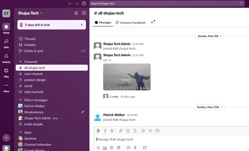 slack user interface
